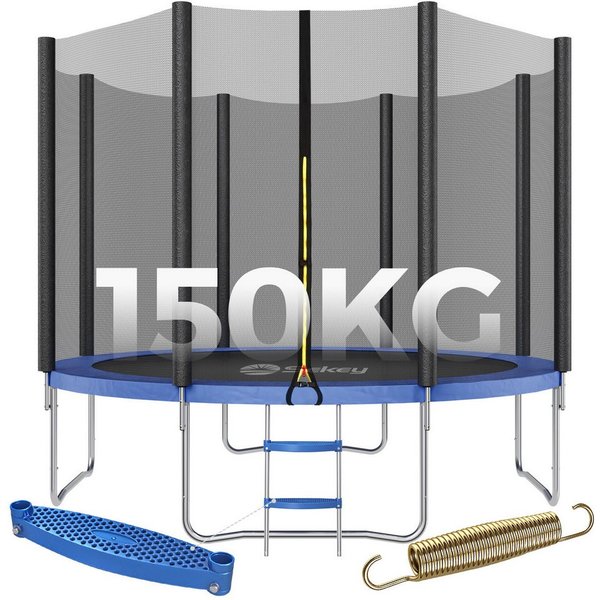 Sekey Gartentrampolin Kinder Trampolin Outdoor Gartentrampolin mit Rutschfester Leiter, Ø 366 cm, Ø 244/305/366 cm, TÜV Rheinland GS-Zertifiziert