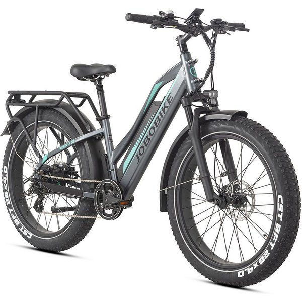 JOBOBIKE E-Bike Mountainbike 26×4 Zoll, bis zu 180km, Fatbike, MTB, Bremslicht- und Blinkerfunktion, 7 Gang Shimano, Kettenschaltung, Heckmotor, 840 Wh, (LCD-Fa