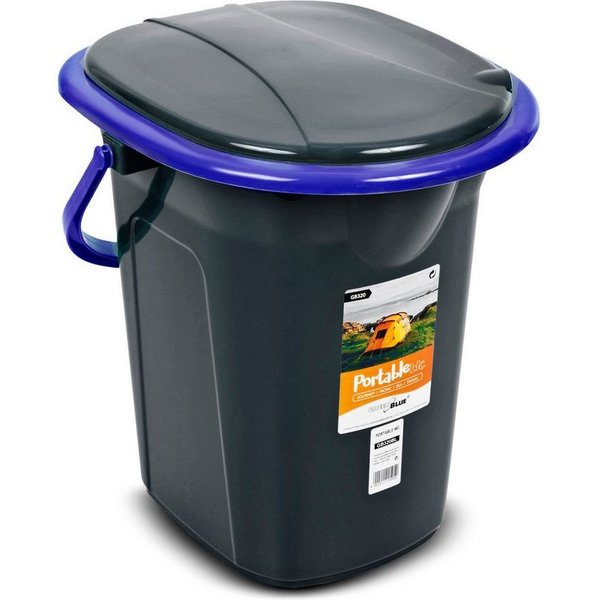 GreenBlue Campingtoilette GB320 Tragbarer Toiletten-Eimer mit Tragegriff 19L, Toilettenpapierhalter, Auskipp-Hilfe für Camping, Wohnwagen, Boot