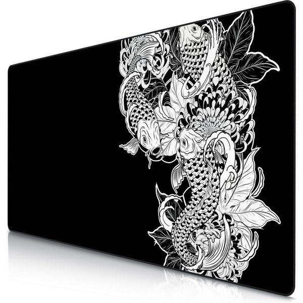 Titanwolf Gaming Mauspad XXXL Speed Mousepad 1200 x 600 x 3 mm, große Schreibtischauflage (1-St), rutschfest, abwaschbar, Geschwindigkeit & Präzision, Koi Tatto