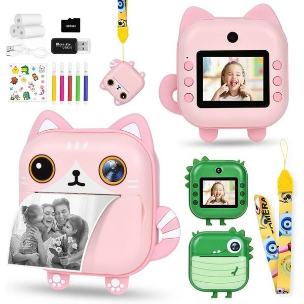 Vivitar Sofortbildkamera 2,4'' Bildschirm für Kinder mit 32GB Karte & Zubehör Kinderkamera (inkl. ZERO INK SOFORTDRUCK 12 MP Dual-Kamera für Kinder, 1080P HD Vi