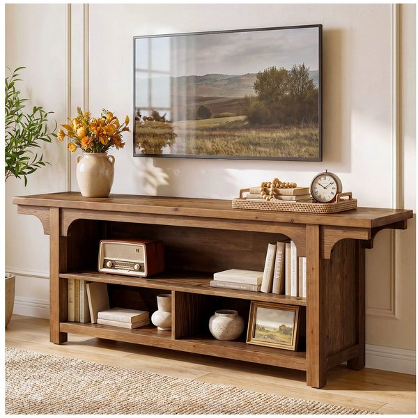 Tribesigns TV-Ständer Massivholz-TV-Tisch 160 cm im Vintage-Design