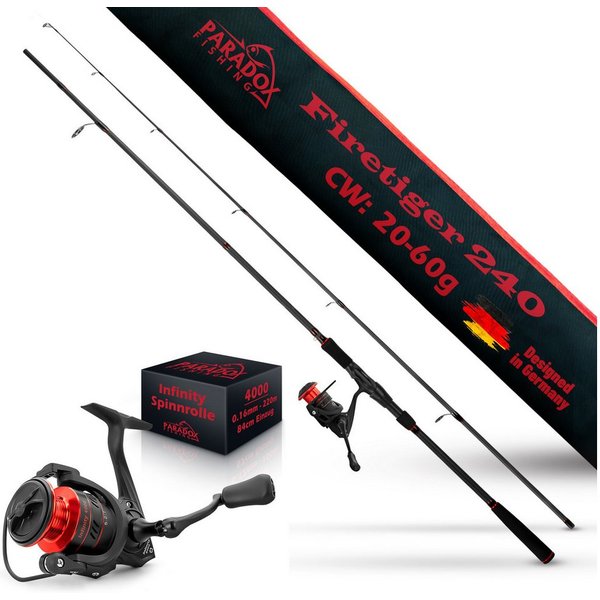Paradox Fishing Spinnrute Firetiger, (Firetiger Spinnrute + Infinity Rolle), 2,1m/2,4m/2,7m, 5-20g/15-35g/20-60g