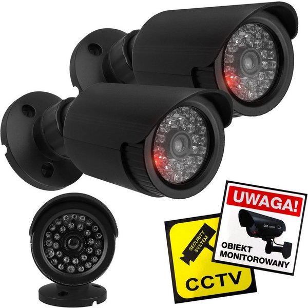 Maclean Überwachungskamera Attrappe IR1800 IR-Kameraattrappe mit blinkender LED-Leuchte (2-tlg., Attrappe einer Röhrenkamera)