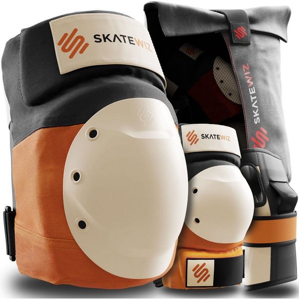 SKATEWIZ Protektoren-Set SHIELD - Skateboard Schonerset für Jugendliche und Erwachsene (Inliner Protektoren Damen Ellbogenschützer Herren, 7-tlg., Handschoner, 