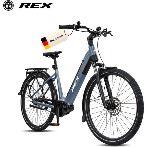REX E-Bike Cityrad 28 Zoll Mittelmotor REX Commuter+ E-Bike, Pedelec Damen & Herren, 7 Gang Nexus 7 Gang Schaltwerk, Mittelmotor, 468 Wh, ebike max. 120km Reich
