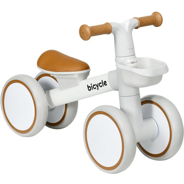 AIYAPLAY Laufrad Kinder ab 1 Jahre Baby bis 20 kg Lauflernrad 7 Zoll, Kleinkind Spielzeug, braun+weiß, 56 x 27 x 39 cm
