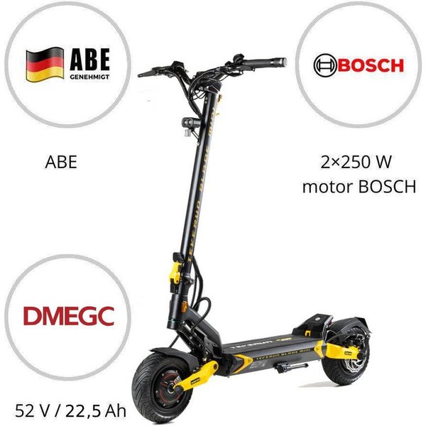 TEVERUN E-Scooter Teverun Blade Mini Pro eKFV E-Scooter mit Straßenzulassung, 20 km/h, (Packung), 22,5Ah DMEGC, 2×250W Bosch, ABE, Federung, APP