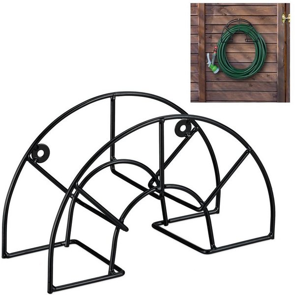 relaxdays Schlauchhalterung Schlauchhalter Wand rund, (1-tlg)