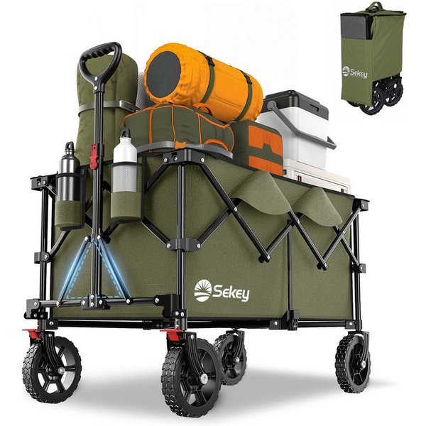 Sekey Bollerwagen Faltbar Handwagen Klappbar Transportwagen 200L 200KG Einkaufstrolley, Kompakt faltbar, spart Platz – ideal für Ausflug, Reise, Party