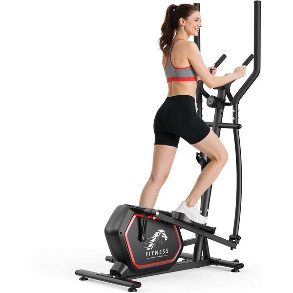 Dskeuzeew Crosstrainer – Ellipsentrainer bis 150 kg – 10 kg Schwungrad (Pulssensoren, Ganzkörpertraining, Ergonomisch), – 16 Stufen magnetischer Widerstand – LC