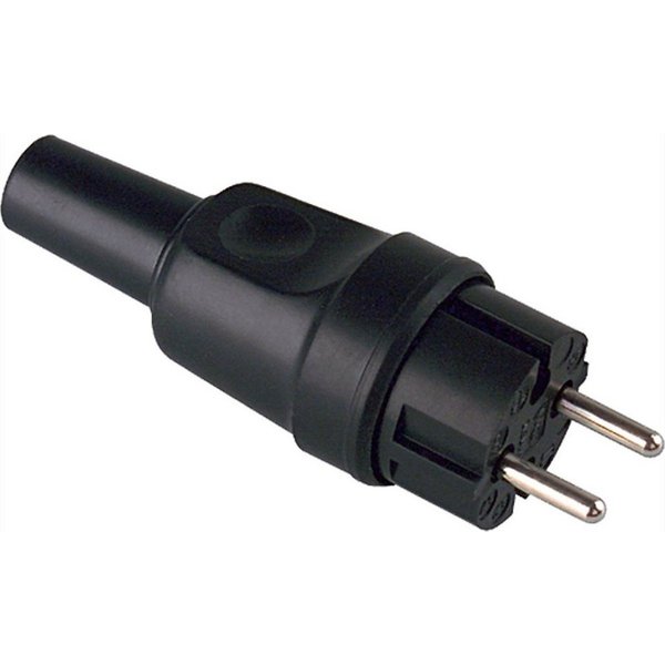 Bachmann Vollgummi-Konturenstecker Stromadapter Konturenstecker, CEE 7/17, Typ-C, 0 cm, schwarz, ohne Schutzkontakt, 919.179
