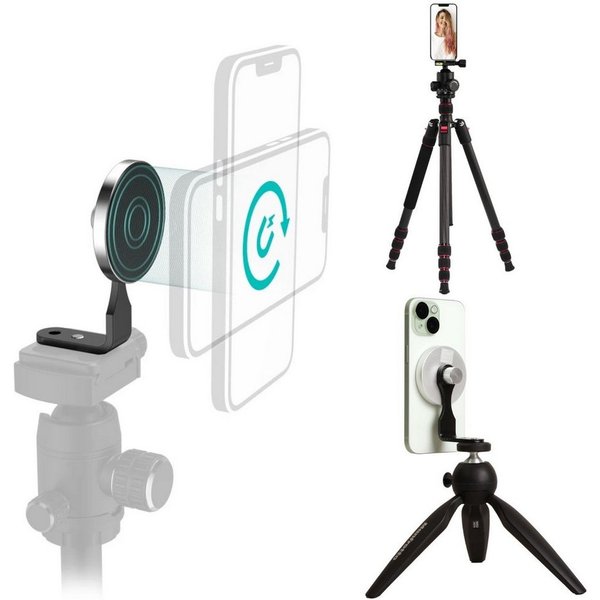 Hama Stativ Handy-Halterung MagPod Halter Stativhalterung (1/4" Anschluss Adapter Pod für Apple iPhone mit MagSafe 16 15 14 13 12)