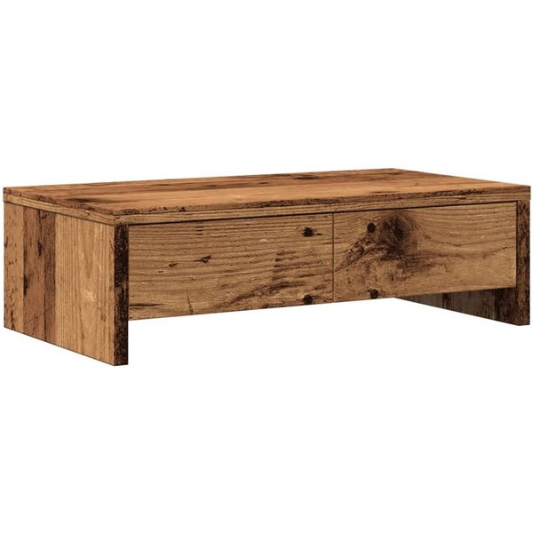 vidaXL Monitorständer Monitorständer mit Schubladen Altholz-Optik 50x27x15 cm