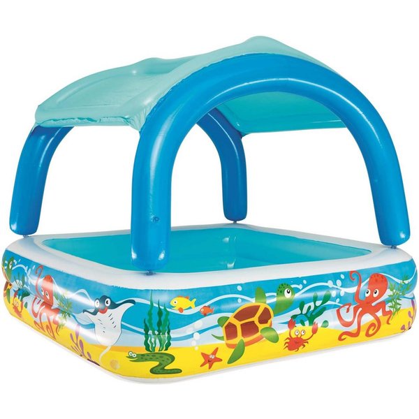 Bestway Planschbecken Bestway Planschbecken mit Sonnendach - Aufblasbarer Kinderpool Pool