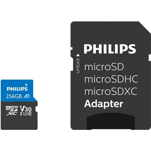 Philips MicroSDXC Card 256GB Class 10 UHS-I U3 incl. Micro SD-Karte