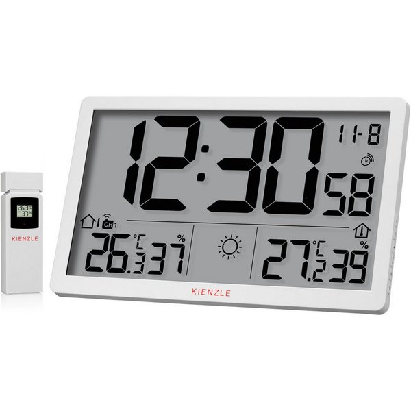 Kienzle KIENZLE Jumbo NEO LCD Wetter-Wanduhr weiß Innenwetterstation