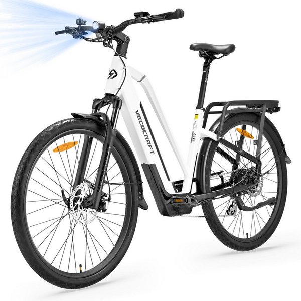 VECOCRAFT E-Bike Trekkingrad Cityrad, 28'' Elektrofahrrad Pedelec mit 48V 12Ah Akku bis 100km ARES, 8 Gang shimano, Kettenschaltung, Heckmotor, 576 Wh, (Alumini