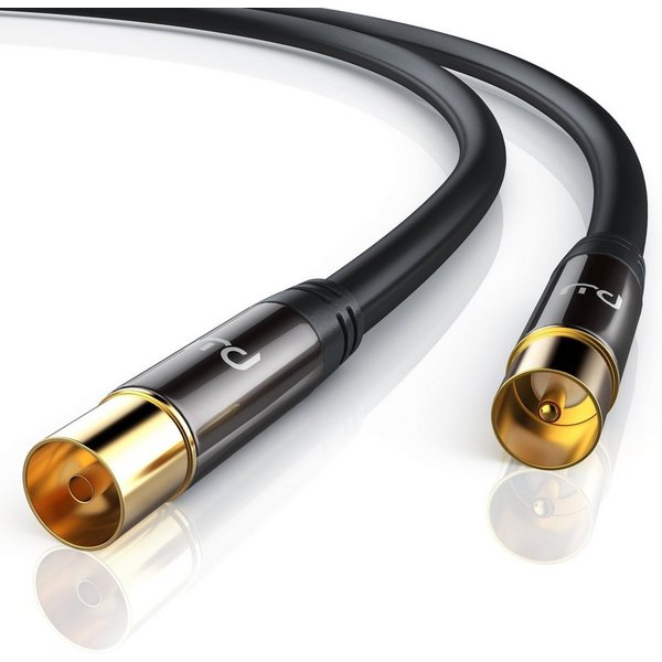 Primewire HDTV Antennenkabel, 4-fach Schirmung, 75 Ohm, 135dB - 15m TV-Kabel, Koax, RF, IEC (1500 cm), Koaxialkabel, vergoldete Stecker, für Kabelfernsehen und 