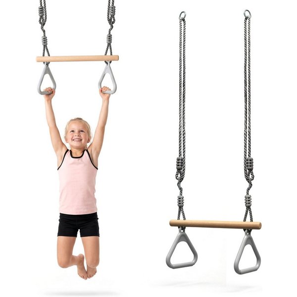 HyperMotion Babyschaukel HyperMotion Turntrapez Kinder Holz mit Ringen verstellbar
