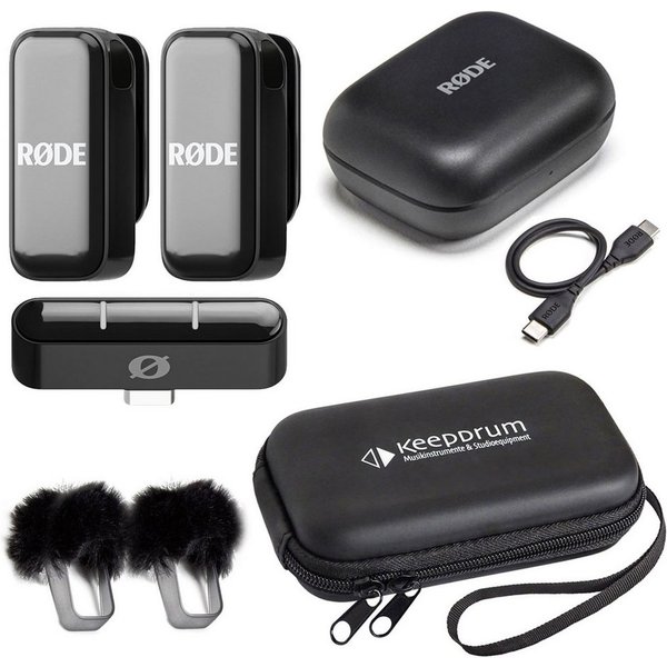 RØDE Rode Wireless Micro Drahtloses Mikrofon-System USB-C mit Soft-Case Digitales Aufnahmegerät (Drahtlos-Mikrofonsystem)