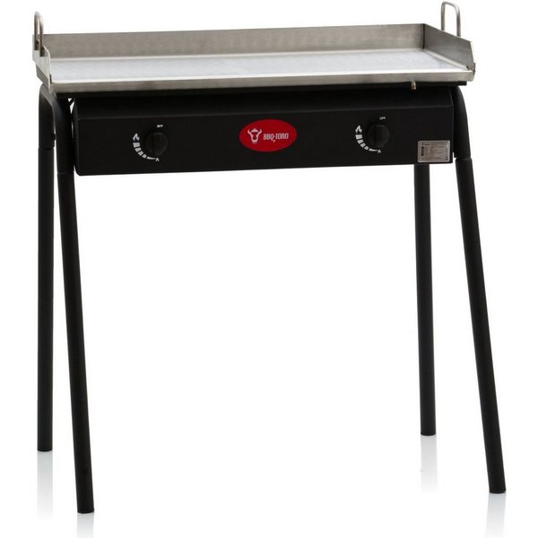 BBQ-Toro Gaskocher Gas Grilltisch und Edelstahl Grillplatte, Gusseisen Gaskocher 2 Brenne, (Set)