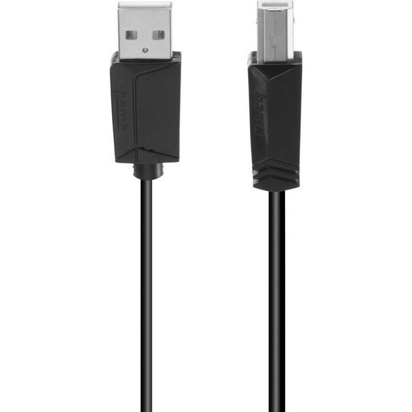 Hama USB-Kabel für PC und Notebook, USB-B auf USB-A, 1,50 - 5 m, Schwarz USB-Kabel, USB Typ B, USB Typ A, (300 cm), 480 Mbit/s, Knickschutz, schnelle und störun