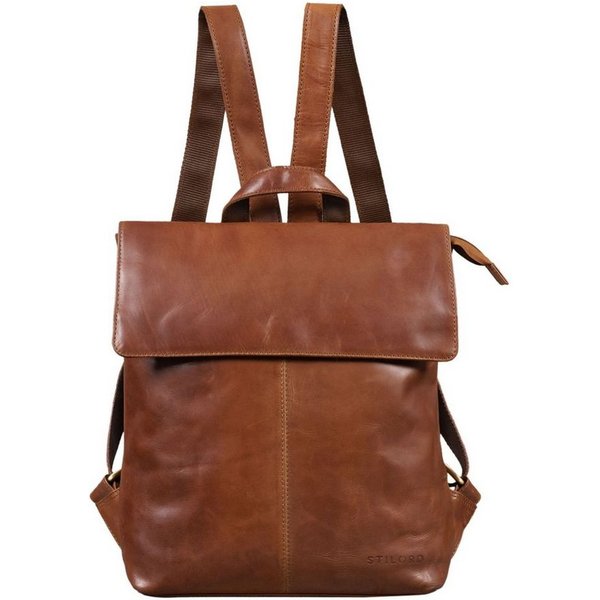 STILORD Notebook-Rucksack "Charlie" Vintage Lederrucksack Braun Damen Herren 13,3 Zoll Echtleder