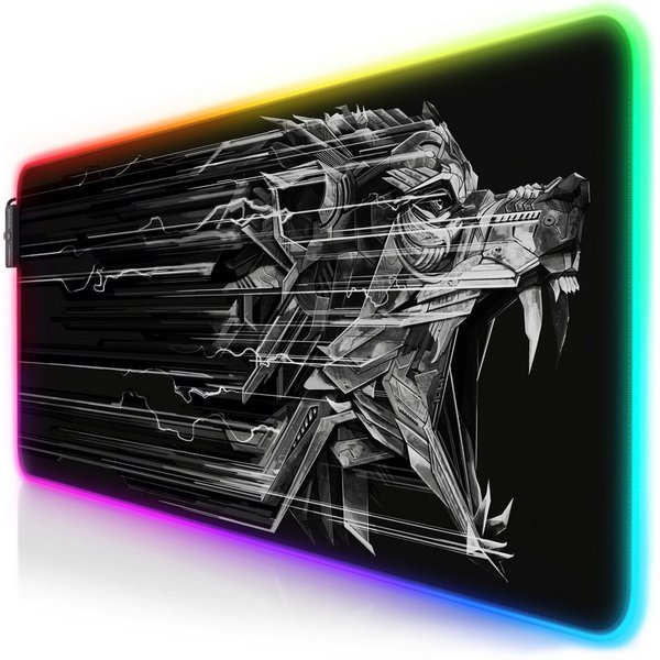 Titanwolf Gaming Mauspad RGB Mousepad 800 x 300 x 3 mm, LED Multi Color XL Tischunterlage (1-St), rutschfest, abwaschbar, Geschwindigkeit & Präzision, Epsilon