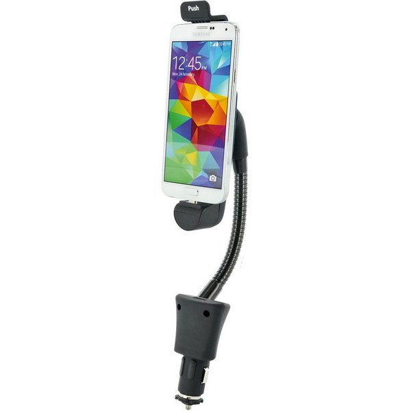 Schwaiger Handy-Halterung LHSA300M 513, (KFV-Halterung, Anschluss Micro USB 2.0 Typ A, Ladefunktion 12V, Schwanenhals, schwarz)