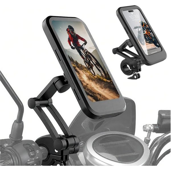Mutig Handy-Halterung wasserdichte Motorrad Telefon Halterung Fahrrad Telefonhalterung, (bis 6.8 Zoll, 360° Drehbarer Handyhalter Universal-Lenkerinstallation, 