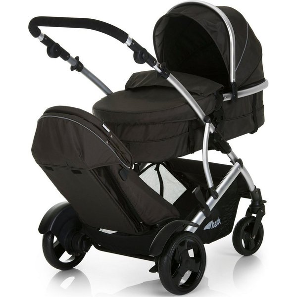 Hauck Geschwisterwagen Duett 2 black, mit Regenschutz, Kinderwagen