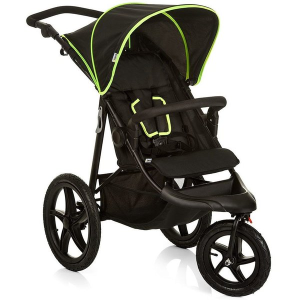 Hauck Dreirad-Kinderwagen Runner black/neon yellow, mit schwenk- und feststellbarem Vorderrad