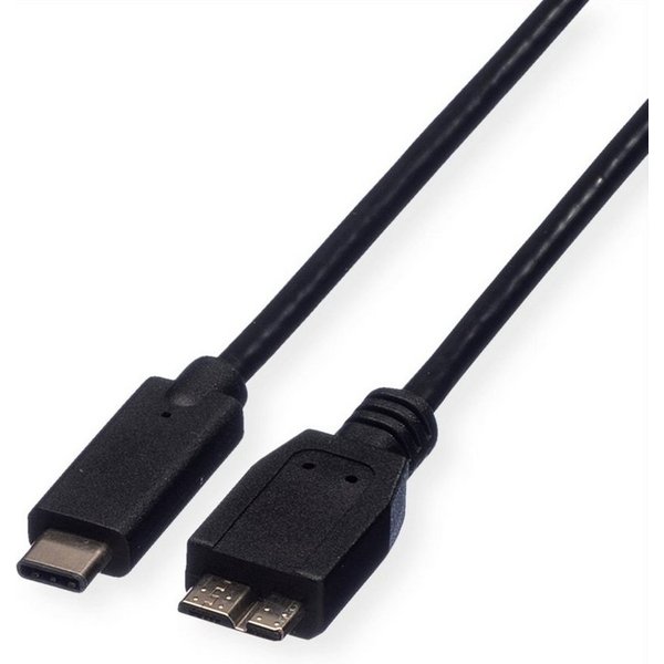 ROLINE USB 3.2 Gen 1 Kabel, C-Micro B, ST/ST USB-Kabel, USB Typ C (USB-C) Männlich (Stecker), USB 3 Typ Micro B Männlich (Stecker) (50.0 cm)