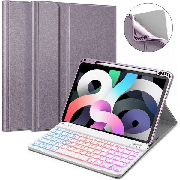 Fintie Tablet-Hülle für iPad Air 11'' M4/M3/M2(2026/2025/2024), iPad Air 5/4 Gen 2022/2020 10.9 Zoll, Keyboard mit DIY Hintergrundbeleuchtung, Deutsches QWERTZ 