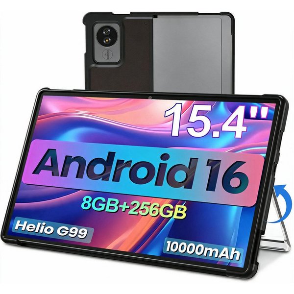MENGHU 15,4" FHD Tablet Riesen-Display Android 16 8GB + 256GB, inkl. Ständer Tablet (15,6", 256 GB, Android 16)