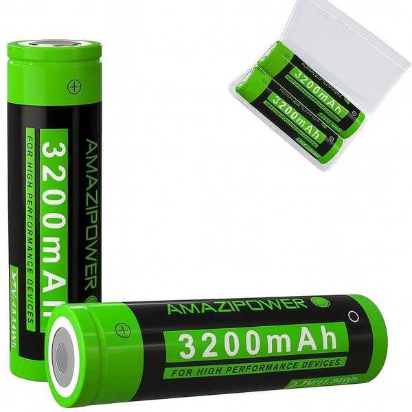 LA CUTE 3200mAh NiMH Akku 3,7V Wiederaufladbar, LED-Stirnlampen Vape Akku 18650 Akku Li-Ion 18650 3200 mAh (3,7 V, 2 St), Hohe Kapazität, Mehrfachschutz, langle