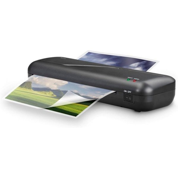 Hama Laminiergerät Laminator 4in1-Set für DIN A4, 2 Rollen, Tischgerät, schwarz, Mit Laminierfolien, Schneidlineal, Eckenrunder und Entriegelungstaste