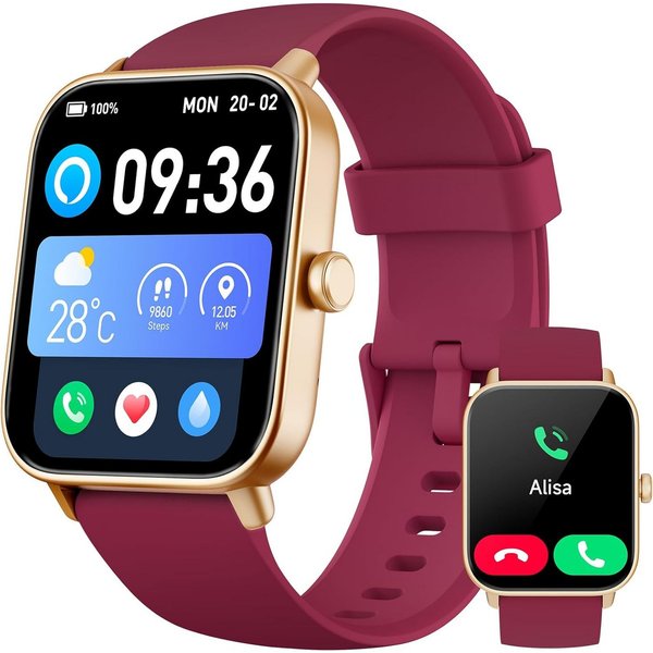Zevelora Herren's und Damen's Telefonfunktion IP68 Wasserdicht Fitness-Tracker Smartwatch (4,57 cm/1,8 Zoll, Android/iOS), mit Herzfrequenz, SpO2, Schlaf Monito