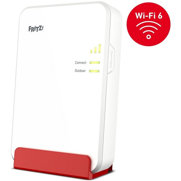 Fritz! FRITZ!Repeater 1610 Outdoor WLAN-Repeater, Outdoor-Mesh-Repeater IP54, Wi-Fi 6 bis 3.000 MBit/s, PoE, LAN