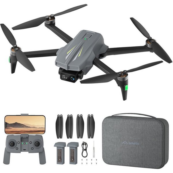 AMETA GPS Drone mit Kamera 4K, 50 Min Flugzeit, Unter 249g Drohne (4K Ultra HD, Set, 5G-WLAN FPV-Liveübertragung, GPS-Positionierung, Automatische Rückkehr, Fol
