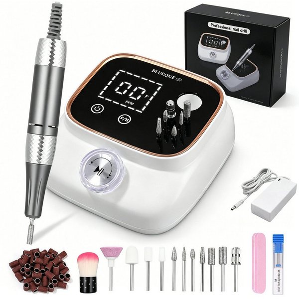 AKKEE Maniküre-Pediküre-Set Profi Elektrische Nagelfräser 45000RPM,Fräser für Gelnägel, mit Lcd-Display