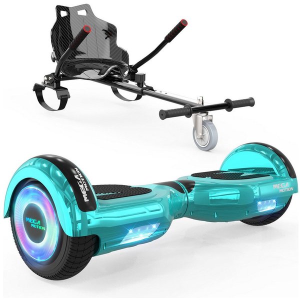 Mega Motion Balance Scooter 6.5 Zoll Hoverboards mit Sitz Hoverkart und Bluetooth und LED-Licht, 15 km/h, mit einem Go-Kart, Geschenk für Kinder und Jugendliche