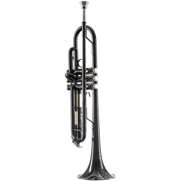 Monzani Trompete, MZTR-118 Bb-Trompete Anthrazit Messing Schallbecher Edelstahl Ventile Kupfer Mundrohr Heller Klang Inklusive Mundstück und Hardcase Ideal für 