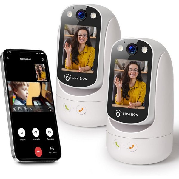 LUVISION Überwachungskamera C20 (Innenbereich, 2-tlg., 2er Set WLAN PTZ Überwachungskamera Autotracking Nachtsicht, Senioren, Baby, Mikrofon, 2-Wege Audio, App)