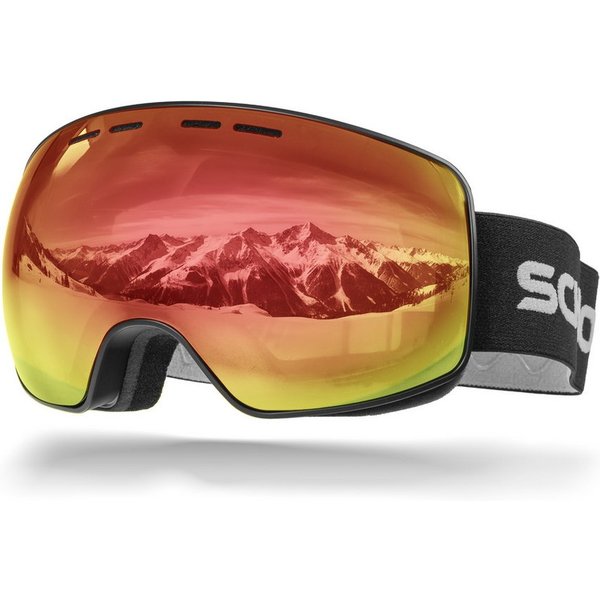 SCHNORR Sportbrille Schnorr Skibrille Ventra - Sphärisch, Rot (S2), Full REVO, Anti-Fog, (1-St), Full REVO-Beschichtung Rot (S2)