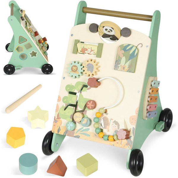 AIYAPLAY Lauflernwagen Montessori Lauflernhilfe mit Geschwindigkeitskontrolle, Xylophon, (Set, 1-tlg., Lauflernwagen mit Formenblöcken), Montessori, einstellbar