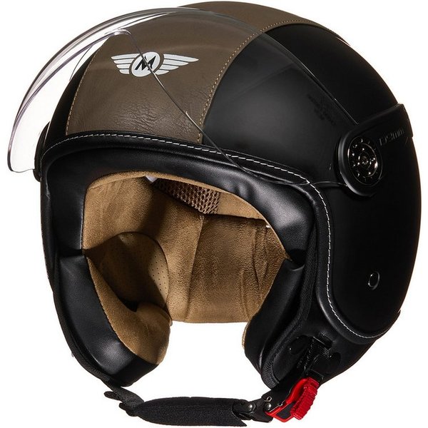 MOTO HELMETS Motorradhelm Jethelm H-44 Vintage Retro, Helm für Motorrad, Roller & Vespa, Schnellverschluss, nur 1050g