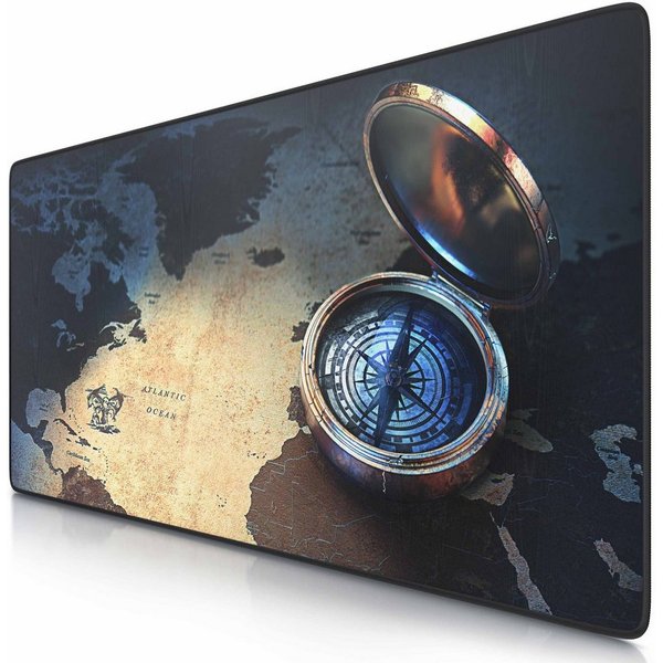 CSL Gaming Mauspad XXL Speed Mousepad 900 x 400 x 3 mm, große Tischunterlage (1-St), rutschfest, abwaschbar, Geschwindigkeit & Präzision, Compass