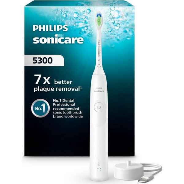 Philips Sonicare Elektrische Zahnbürste Series 5300 HX7108/01, Aufsteckbürsten: 1 St., mit Andruckkontrolle, 2 Intensitätsstufen, inkl. Ladegerät
